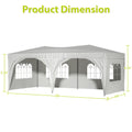 10'X20' Ez Pop Up Canopy Outdoor Portable Party Folding Tent With 6 Removable Sidewalls Carry Bag 6Pcs Weight Bag Beige White White Metal