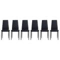 Dining Chair Set For 6 Black Pu