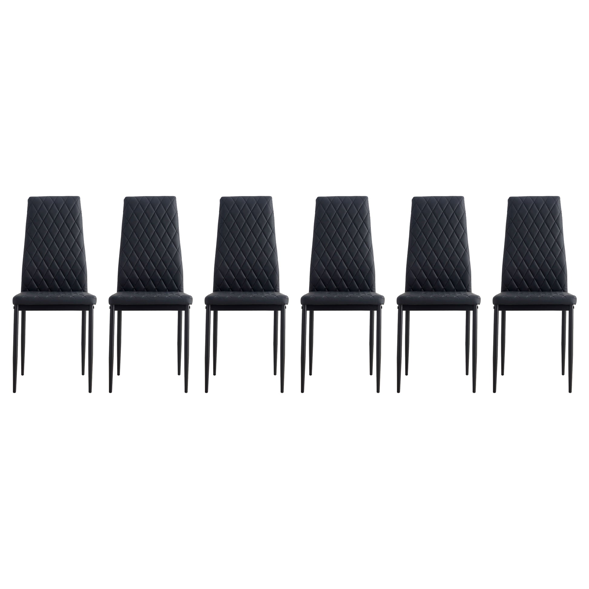 Dining Chair Set For 6 Black Pu