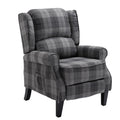 Vintage Armchair Sofa Comfortable Upholstered Leisure Chair Recliner Chair For Living Room Grey Check Golden Fabric