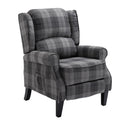 Vintage Armchair Sofa Comfortable Upholstered Leisure Chair Recliner Chair For Living Room Grey Check Grey Fabric 1 Seat