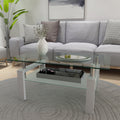 White Coffee Table, Clear Coffee Table, Modern Side Center Tables For Living Room, Living Room Furniture White Glass