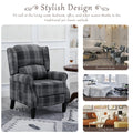 Vintage Armchair Sofa Comfortable Upholstered Leisure Chair Recliner Chair For Living Room Grey Check Golden Fabric