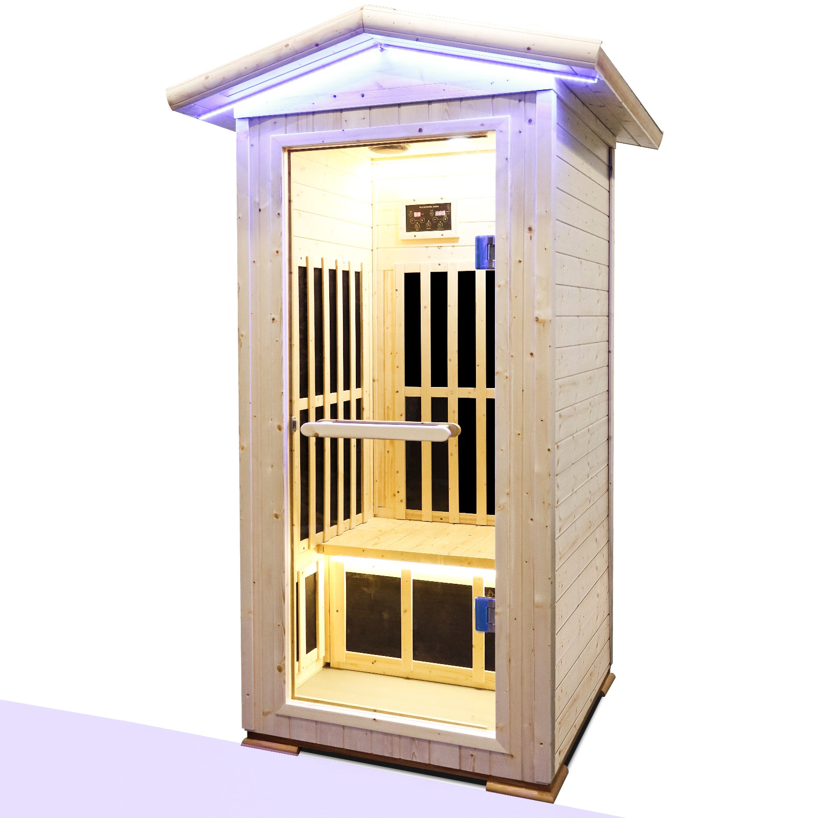 Single Person Spruce Far Infrared Sauna Hair Natural Wood Stainless Steel Glass