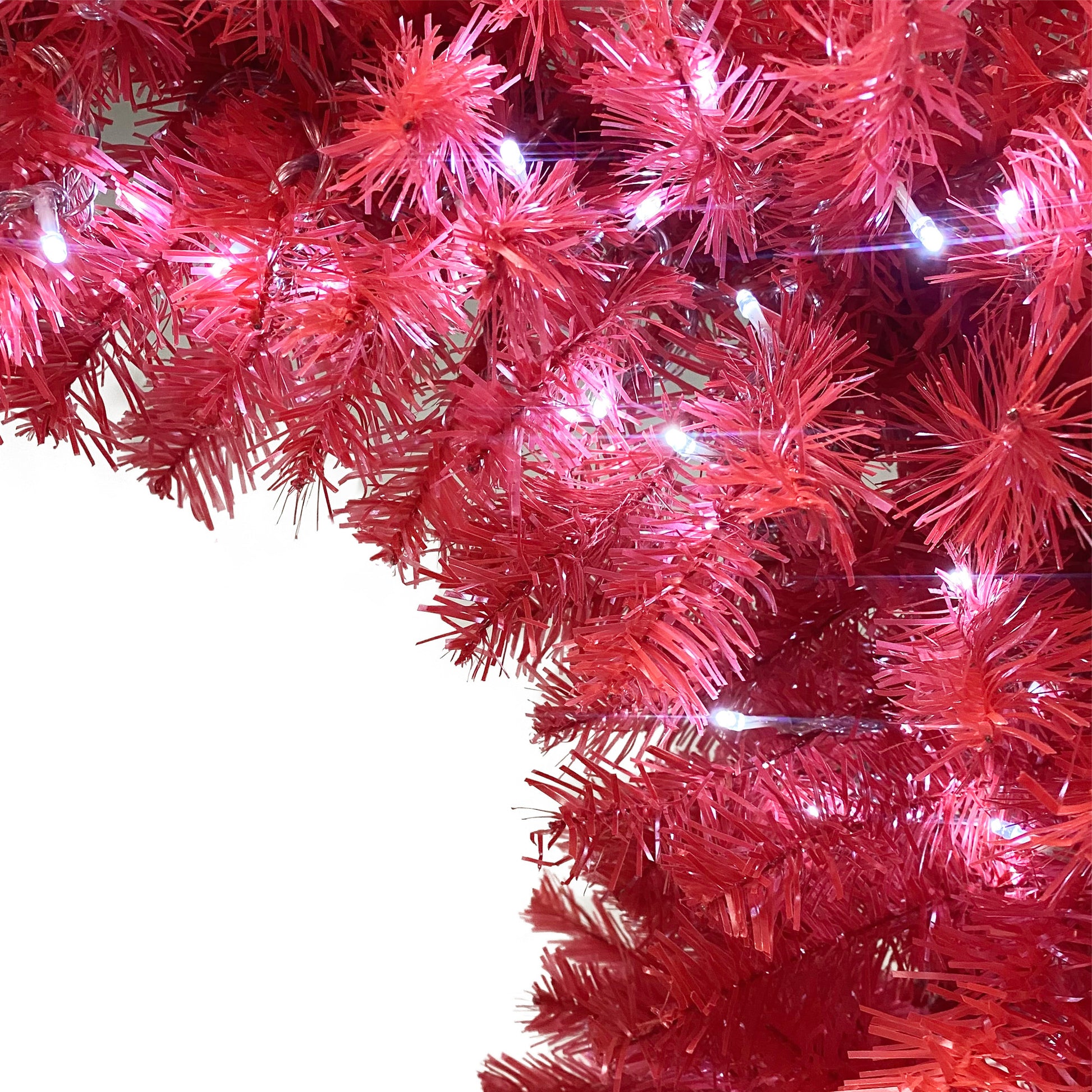 6Ft Hinged Fir Artificial Fir Bent Top Christmas Tree, Xmas Tree Bendable Santa Hat Style Christmas Tree Holiday Decoration,1250 Lush Branch Tips, 300 Led Lights X Mas Red Pvc