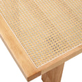 Modern And Minimalist Rectangular Rattan Tabletop With Rubber Wooden Legs, Imitation Rattan Woven Chinese Side Table, Suitable For Small Rectangular Tables In Living Rooms, Dining Rooms, And Bedrooms Natural Wood Solid Wood
