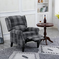 Vintage Armchair Sofa Comfortable Upholstered Leisure Chair Recliner Chair For Living Room Grey Check Golden Fabric