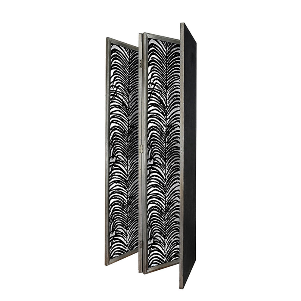 18X73" Room Divider, Herero 4 Panel Decorative Screen Black Mdf