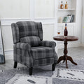 Vintage Armchair Sofa Comfortable Upholstered Leisure Chair Recliner Chair For Living Room Grey Check Golden Fabric