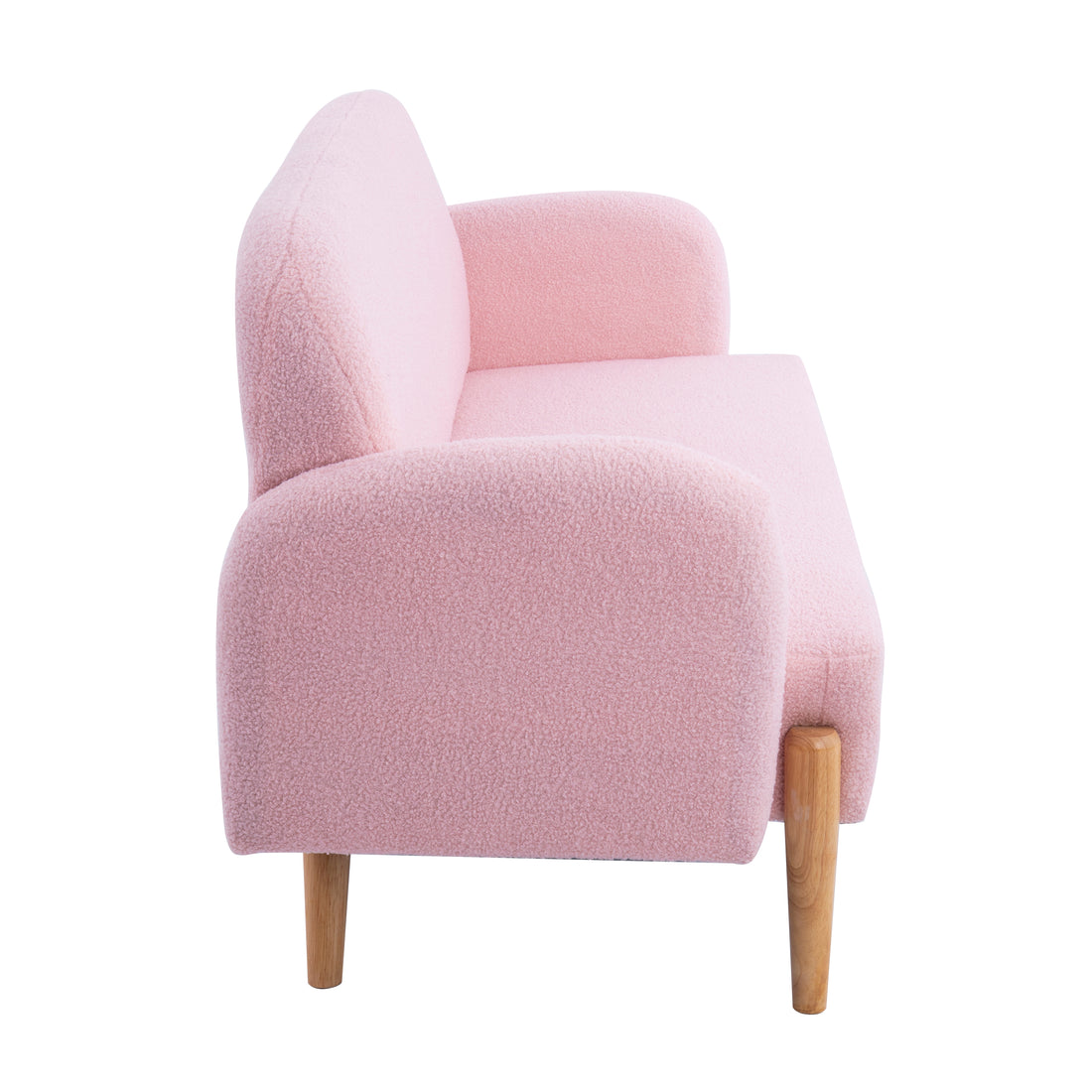 59.1" Teddy Velvet Pink Two Seater Sofa With Three Lumbar Pillows Pink Wood Primary Living Space Eucalyptus Square Arms Foam Teddy 2 Seat