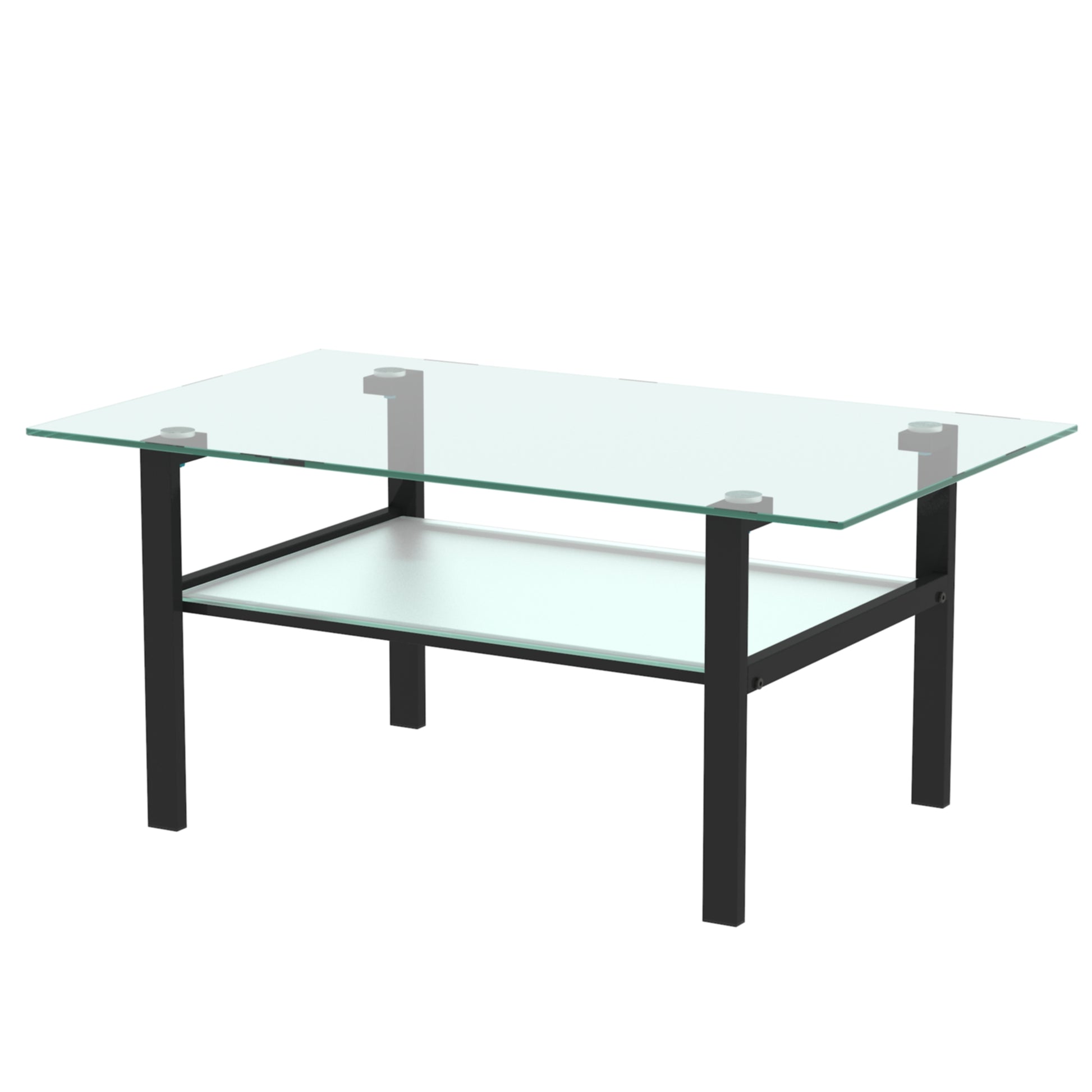 Transparent Glass Black Coffee Table, Modern Simple, Living Room Coffee Table, Side Center Table Black Glass