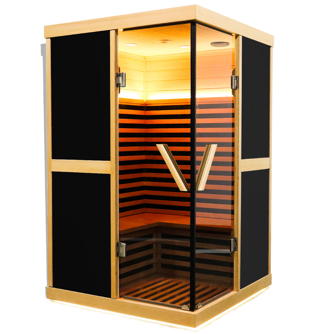 Double Person V Shaped Far Infrared Sauna Room Natural Bedroom Solid Wood