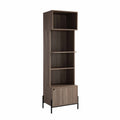 Bakers Rack, Kitchen Display Storage Cabinet Dark Taupe Taupe Particle Board