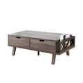 Antique Wooden Livingroom Coffee Table With Two Storage Drawers, Distressed Grey & Black Grey Particle Board