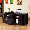 Office File Credenza, Work Office Printer Cabinet With Storage Drawers And File Cabinet, Red Cocoa Espresso Particle Board