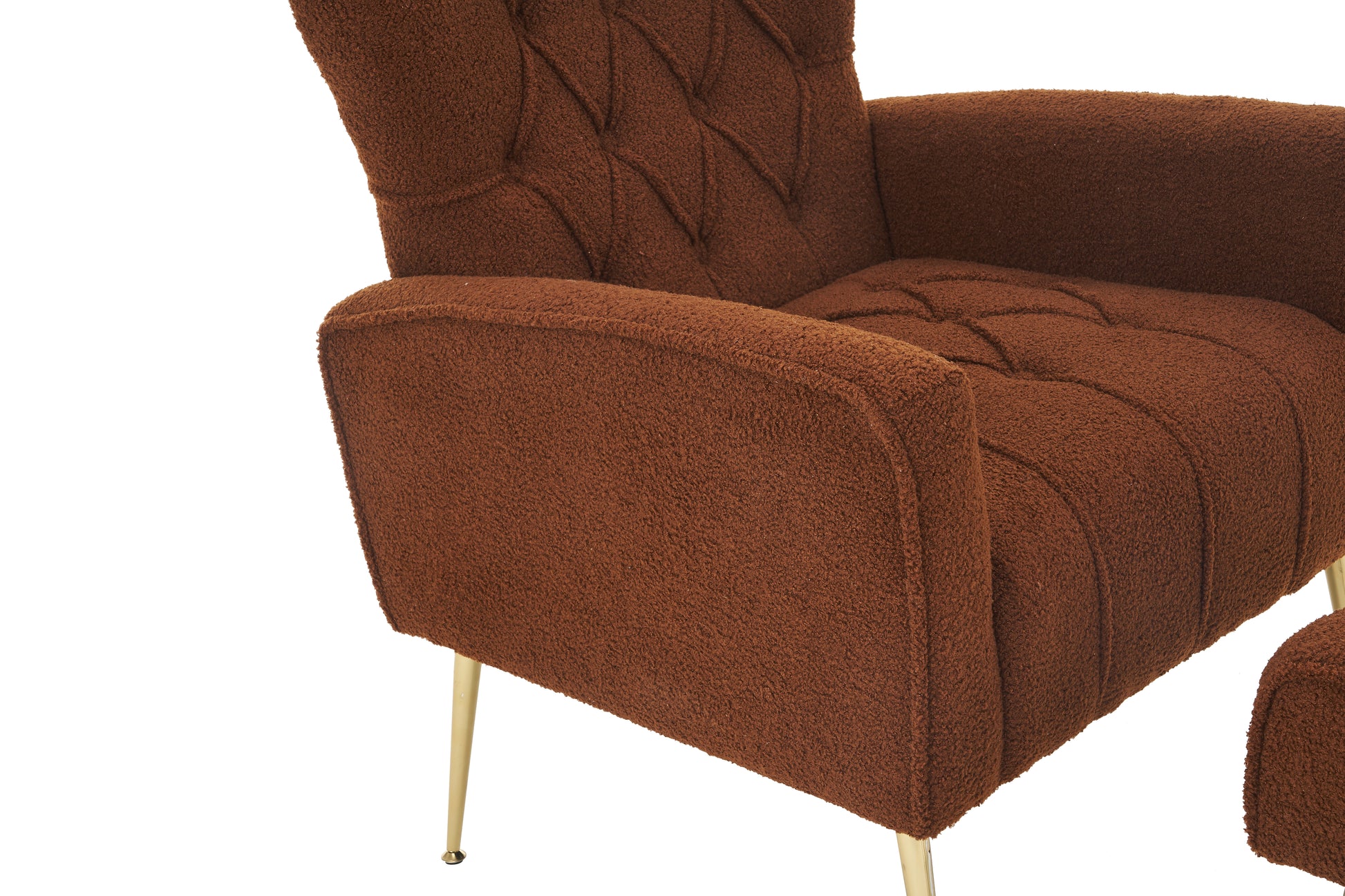 Modern Accent Chair With Ottoman, Comfy Armchair For Living Room, Bedroom, Apartment, Office Brown Brown Primary Living Space Classic Polyester