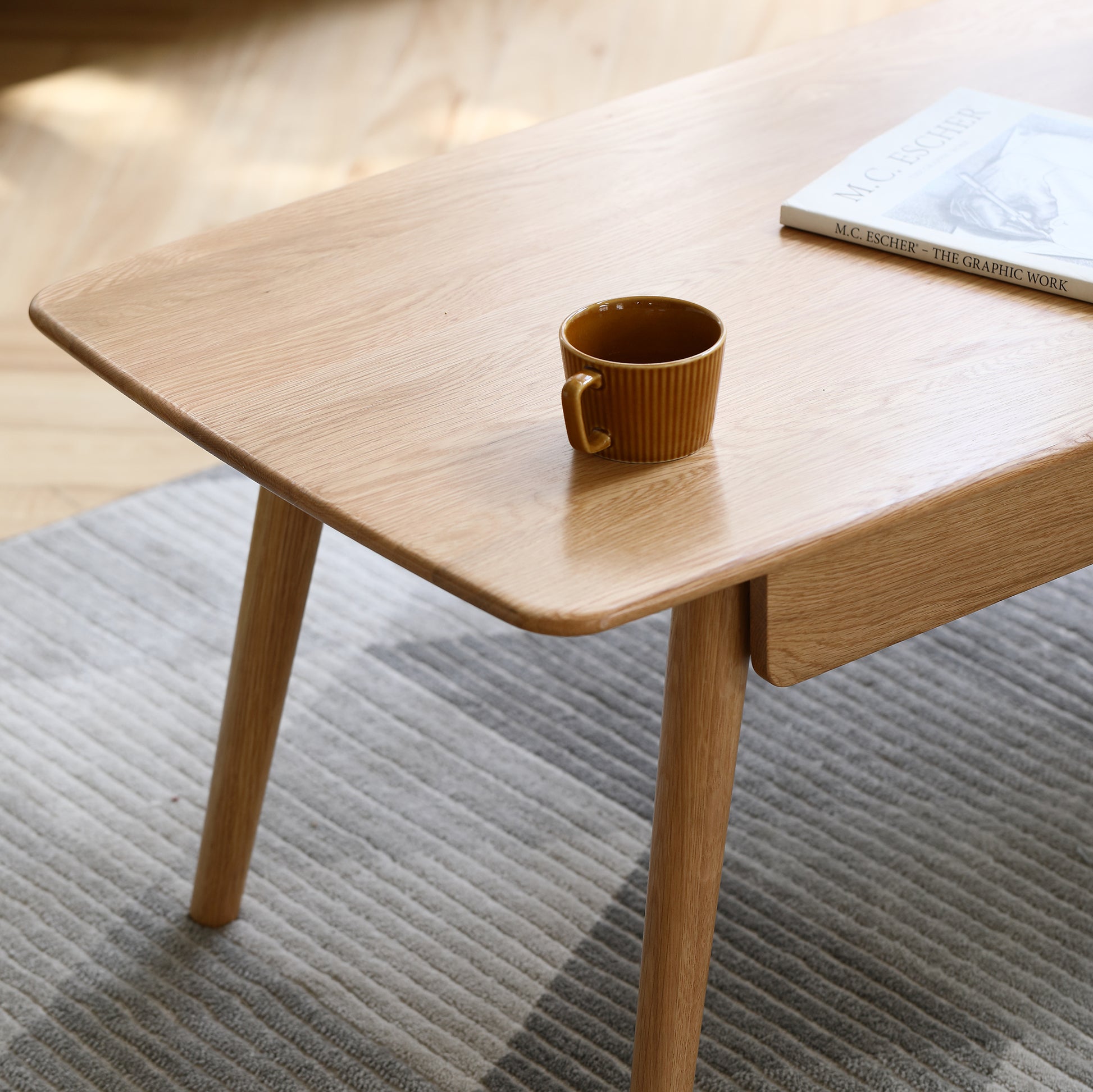 Center Table Low Table 100% Solid Wood Top Plate Desk Coffee Table Width 100 X Depth 50 X Height 44 Cm Study Desk Work From Home Easy To Assemble Natural Wood With Storage Shelf Natural Writing Desk Oak Solid Wood