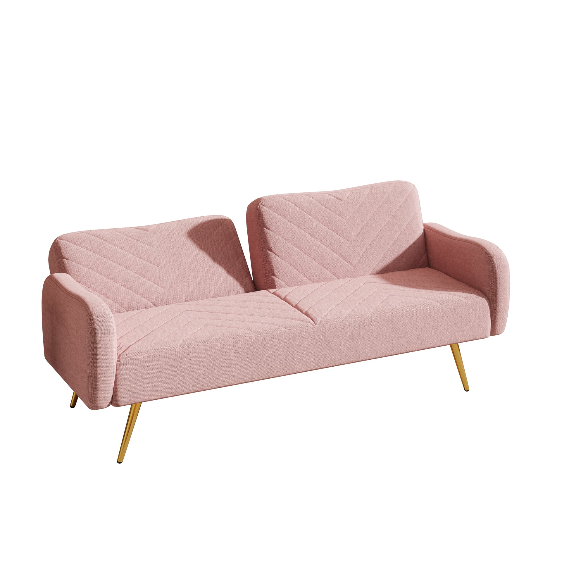 70.47" Pink Fabric Double Sofa With Split Backrest And Two Throw Pillows,Suitable For Living Room, Apartment, Home Office Pink Wood Primary Living Space Eucalyptus Square Arms Foam Fabric 2 Seat