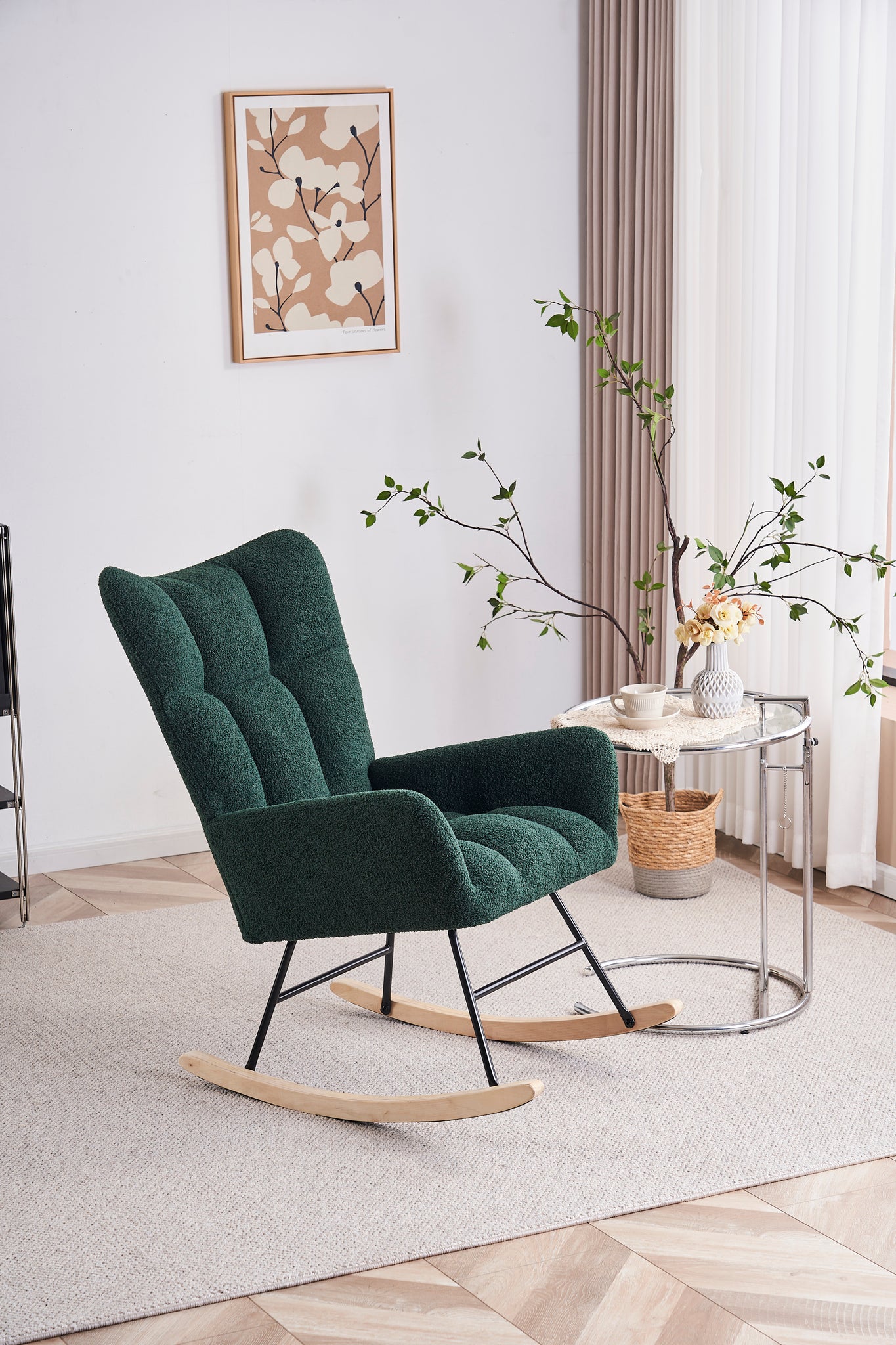 Rocking Chair Nursery, Solid Wood Legs Reading Chair emerald-primary living space-modern-rocking