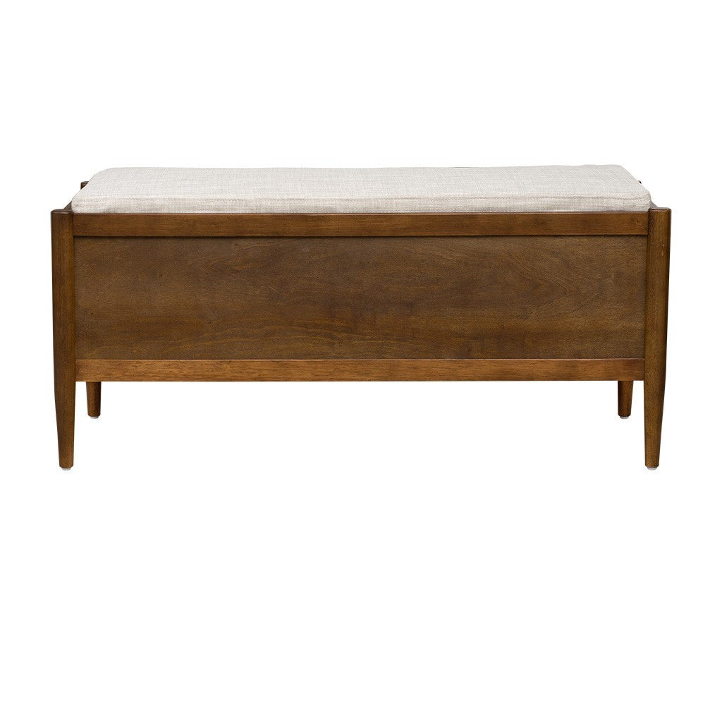 Accent Bench With Storage And Upholstered Cushion Walnut Brown Polyester