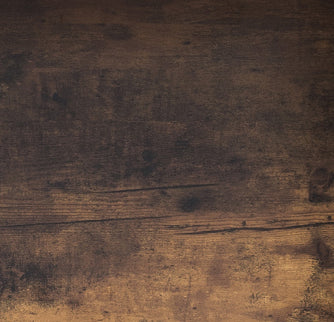 Mid Century, Modern Dining Table With Metal Frame In Distressed Wood & Black Rustic Brown Particle Board