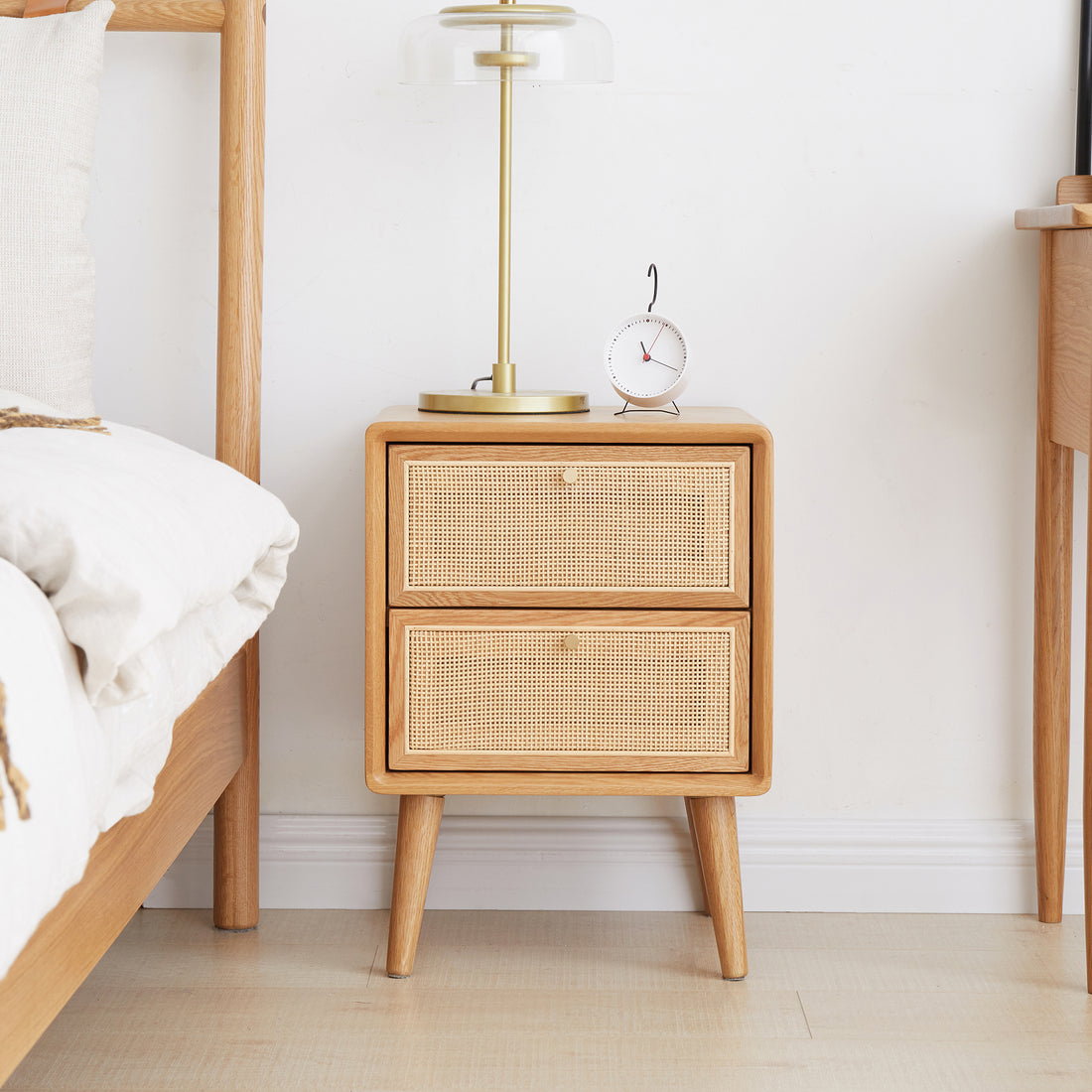 Pure Solid Wood Bedside Cabinet Modern Simple Nightstands North America Oak Bedside Cabinet Nordic Bedroom Solid Oak Storage Cabinet 0.4M Natural Solid Wood