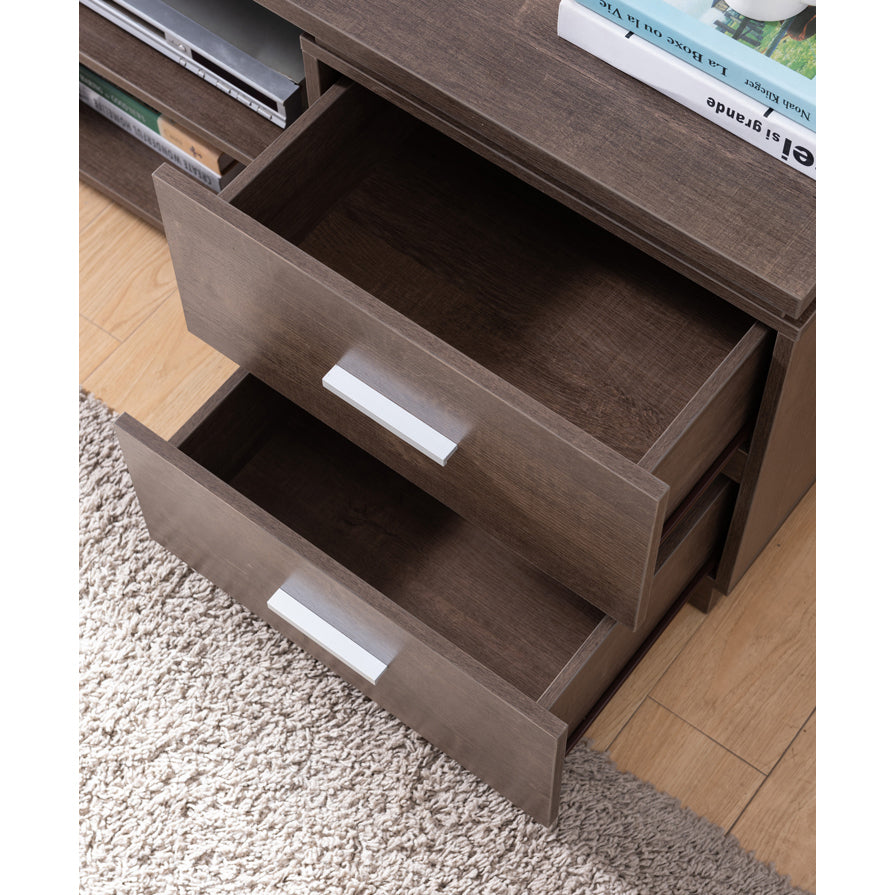 Home Entertainment Console, 60" Tv Stand With 4 Drawers, 2 Shelves Walnut Oak Espresso 60 69 Inches Particle Board