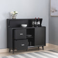 Buffet Cabinet, Coffee Bar With Storage Compartments, Two Drawers, Shelving With Sliding Door, Black Black Particle Board