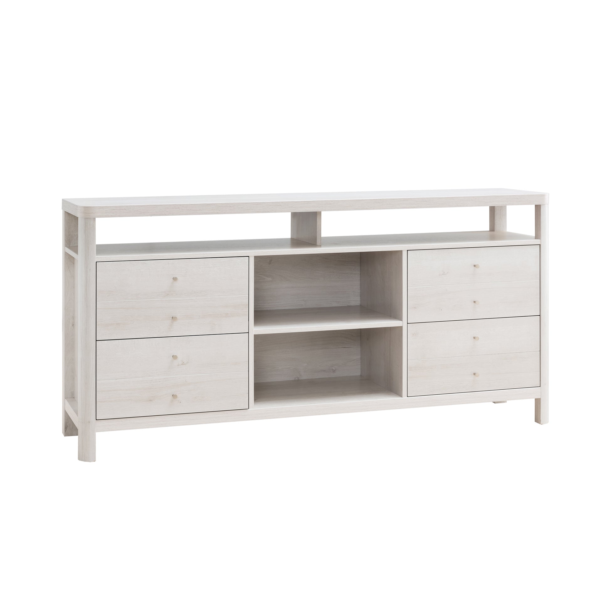 Tv Stand, Livingroom 60" Tv Console Table With 4 Drawers, 2 Shelves White Oak White Oak 50 59 Inches Particle Board