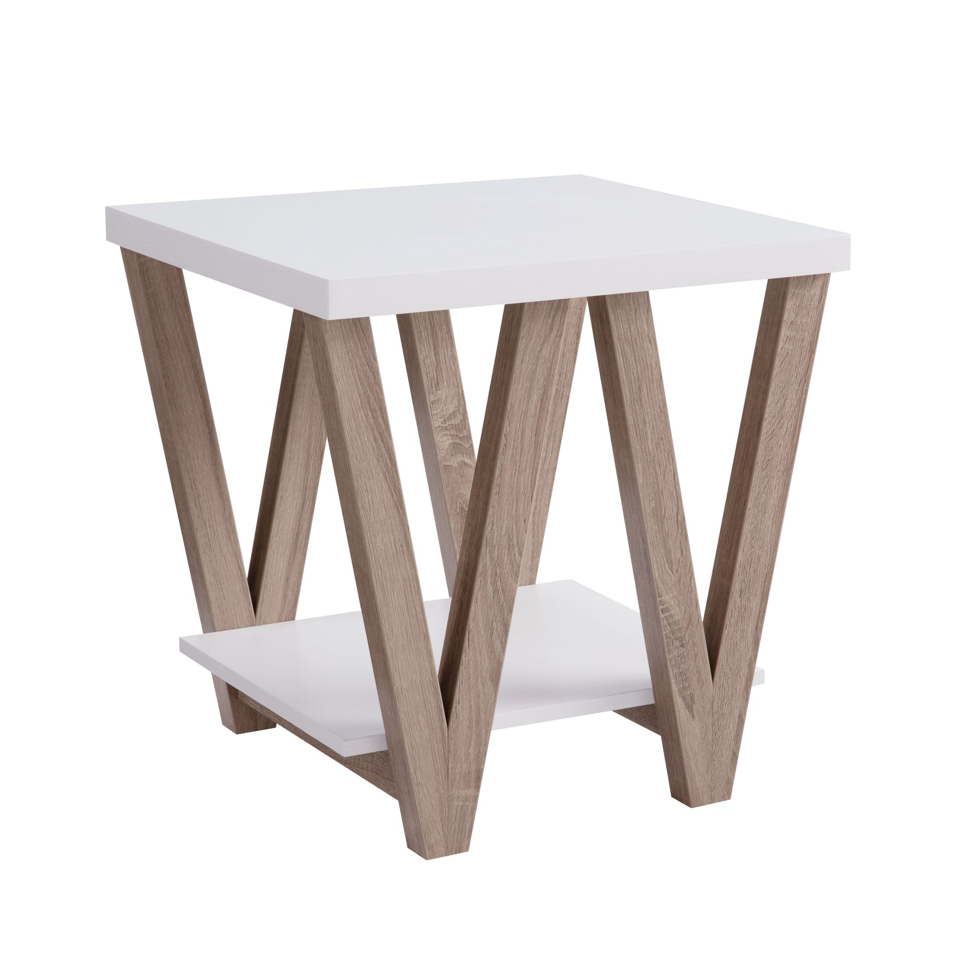 Id Usa 223051 X2 Coffee End Table 2Pc White & Dark Taupe White Particle Board