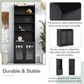 Elegant Tall Cabinet With Acrylic Board Door, Versatile Sideboard With Graceful Curves, Contemporary Bookshelf With Adjustable Shelves For Living Room, Black Freestanding 5 Or More Shelves Black Primary Living Space Open Storage Space Particle Board