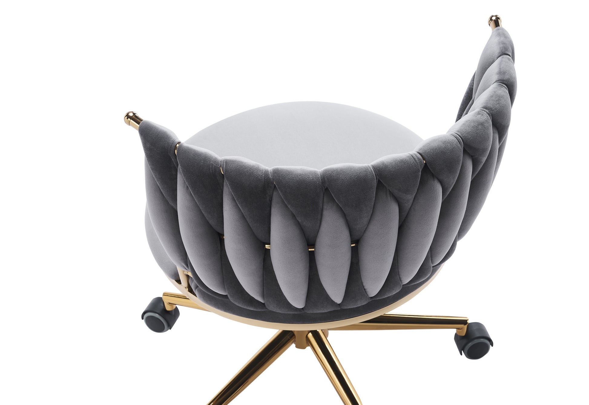 Office Desk Chair, Upholstered Home Office Desk Chairs With Adjustable Swivel Wheels, Ergonomic Office Chair For Living Room, Bedroom, Office, Vanity Study Dark Grey Dark Gray Office Modern Foam Velvet