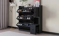 Versatile Shoe Cabinet With 3 Flip Drawers, Maximum Storage Entryway Organizer With Drawer, Free Standing Shoe Rack With Pull Down Seat For Hallway, Black Freestanding 3 4 Drawers Black Primary Living Space Adjustable Shelves Particle Board