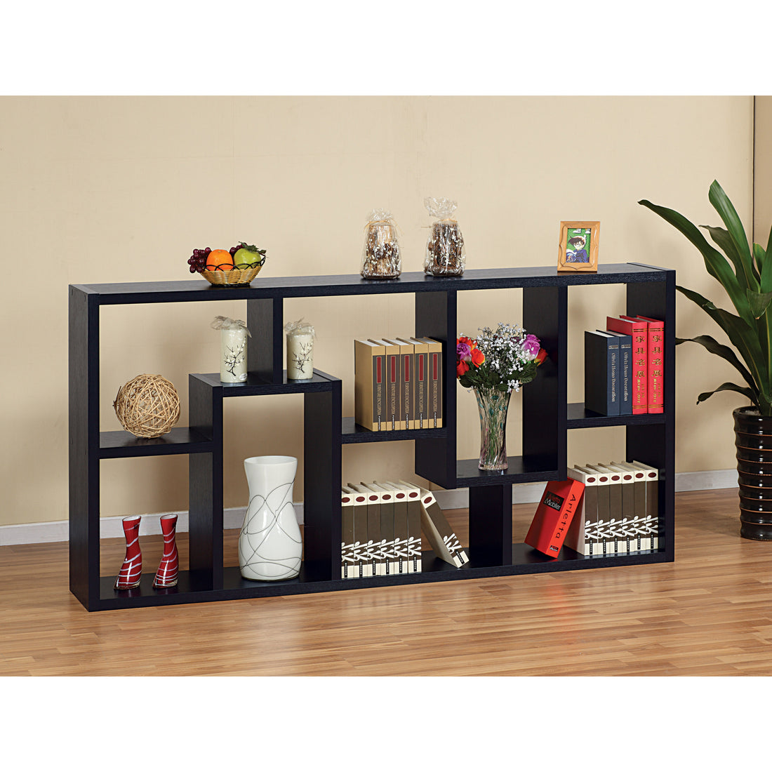 Open Back Display Cabinet, Bookcase Stand With 8