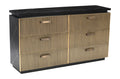 Allure Modern Style 6 Drawer Dresser Made With Mango Wood And Finished With Brass Metal Black Bedroom Contemporary,Modern Wood