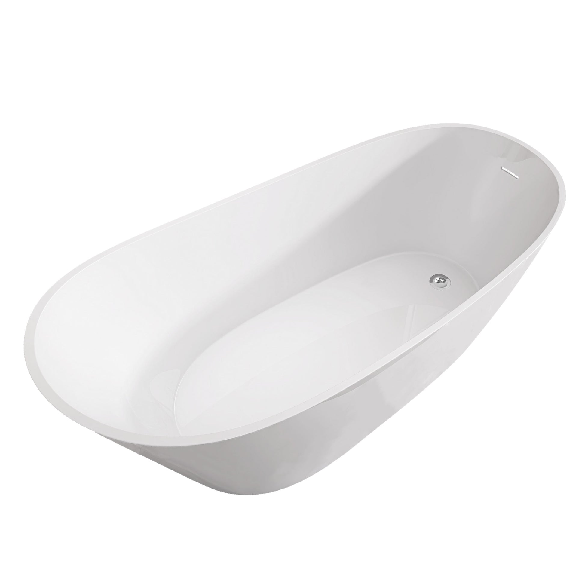 67" Acrylic Free Standing Tub Classic Oval Shape Soaking Tub, Adjustable Freestanding Bathtub With Integrated Slotted Overflow And Chrome Pop Up Drain Anti Clogging Gloss White Gloss White Oval Bathroom Freestanding Tubs Polished 61 69 In Modern Soaking