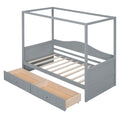 Twin Size Canopy Day Bed With 2 Drawers, Gray Gray Solid Wood Mdf