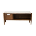 Accent Bench With Storage And Upholstered Cushion Walnut Brown Polyester