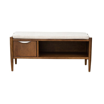 Accent Bench With Storage And Upholstered Cushion Walnut Brown Polyester