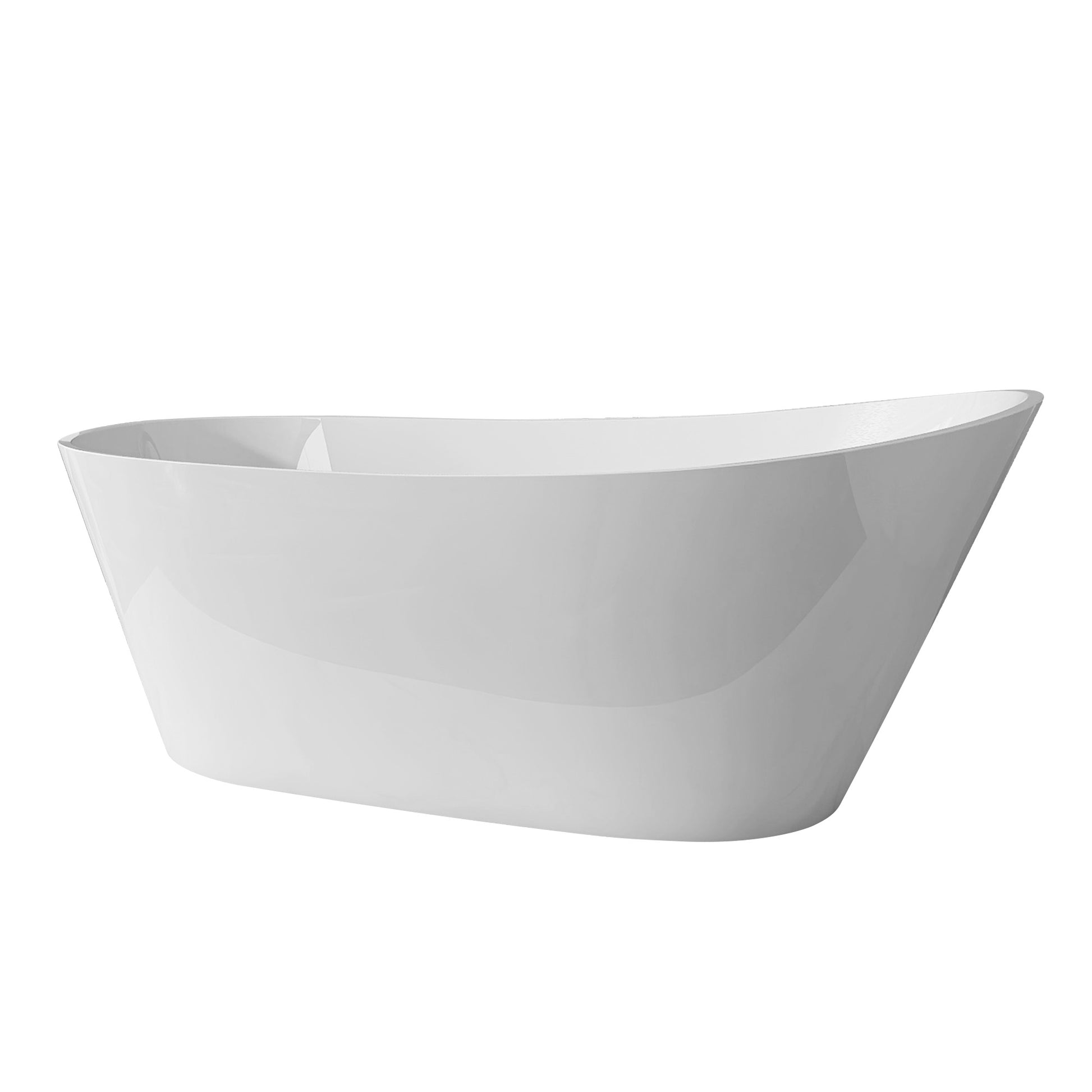 67" Acrylic Free Standing Tub Classic Oval Shape Soaking Tub, Adjustable Freestanding Bathtub With Integrated Slotted Overflow And Chrome Pop Up Drain Anti Clogging Gloss White Gloss White Oval Bathroom Freestanding Tubs Polished 61 69 In Modern Soaking