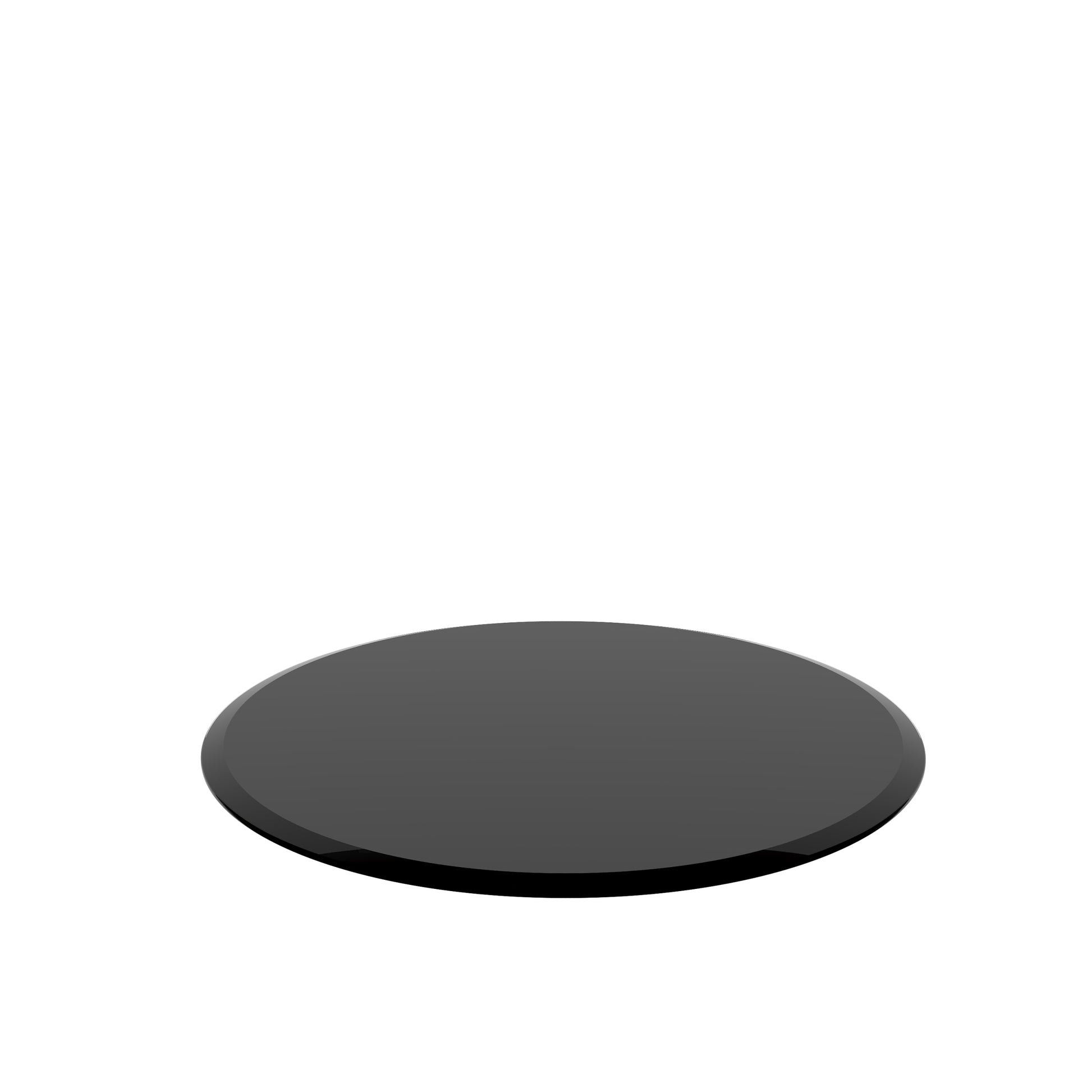 38.6" Inch Round Tempered Glass Table Top Black Glass 1 2" Inch Thick Beveled Polished Edge Black Tempered Glass