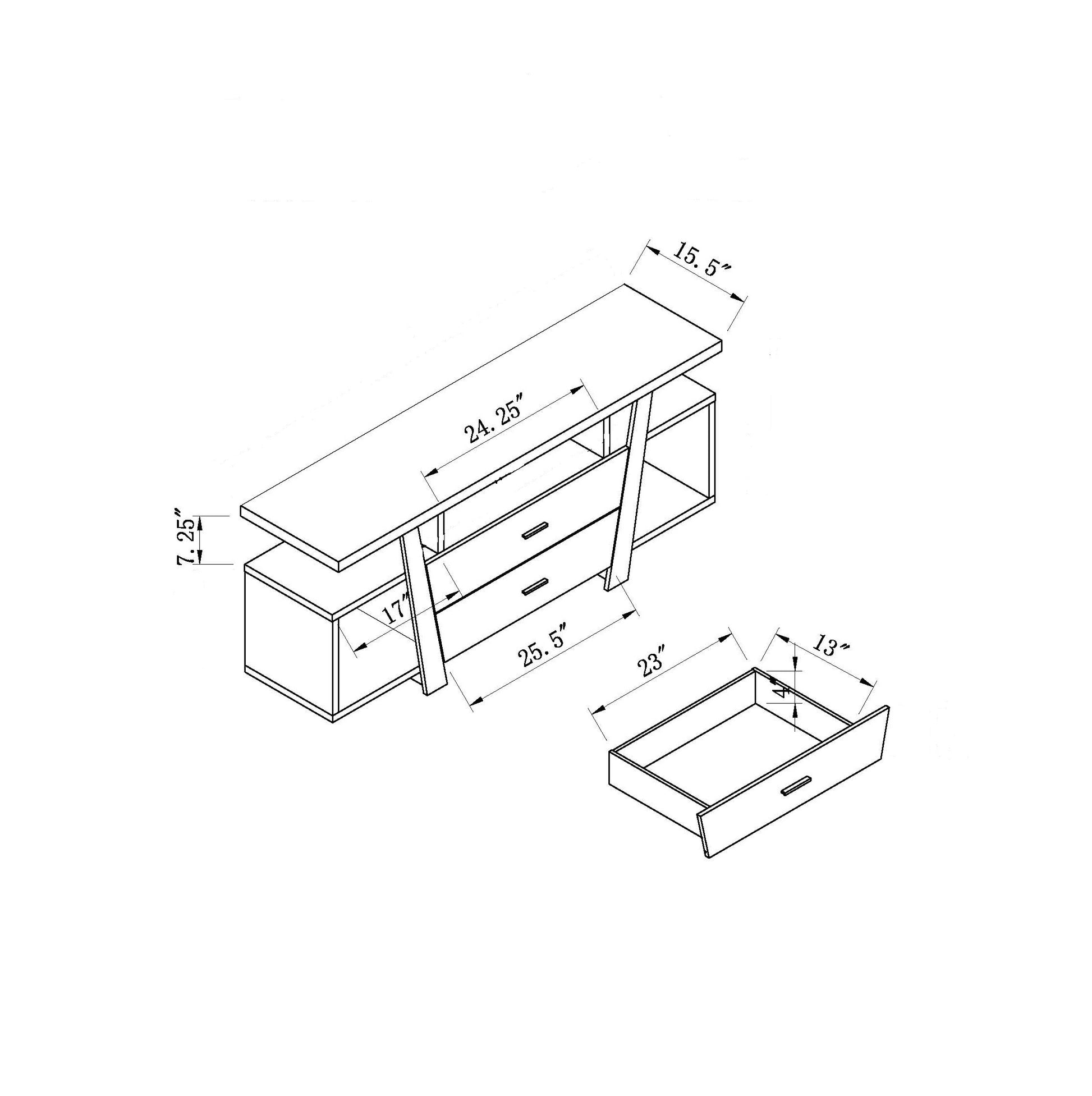 60" Home Entertaiment Stand With Two Storage Drawers And Multi Shelving In Dark Taupe & Black Taupe 50 59 Inches Particle Board