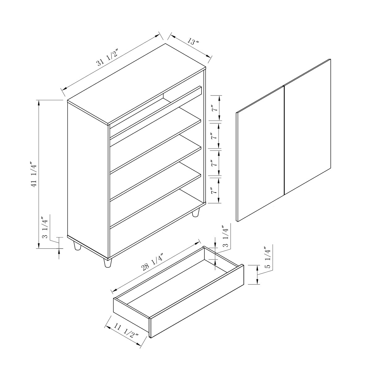 ID USA 223108 Shoe Cabinet White & Dark Taupe white-particle board