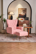 Modern Accent Chair With Ottoman, Comfy Armchair For Living Room, Bedroom, Apartment, Office Pink Pink Primary Living Space Classic Polyester