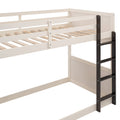 Twin Over Twin Boat Like Shape Bunk Bed With Storage Shelves, Cream Espresso Box Spring Not Required Twin Espresso Wood Bedroom Bunk Solid Wood Mdf