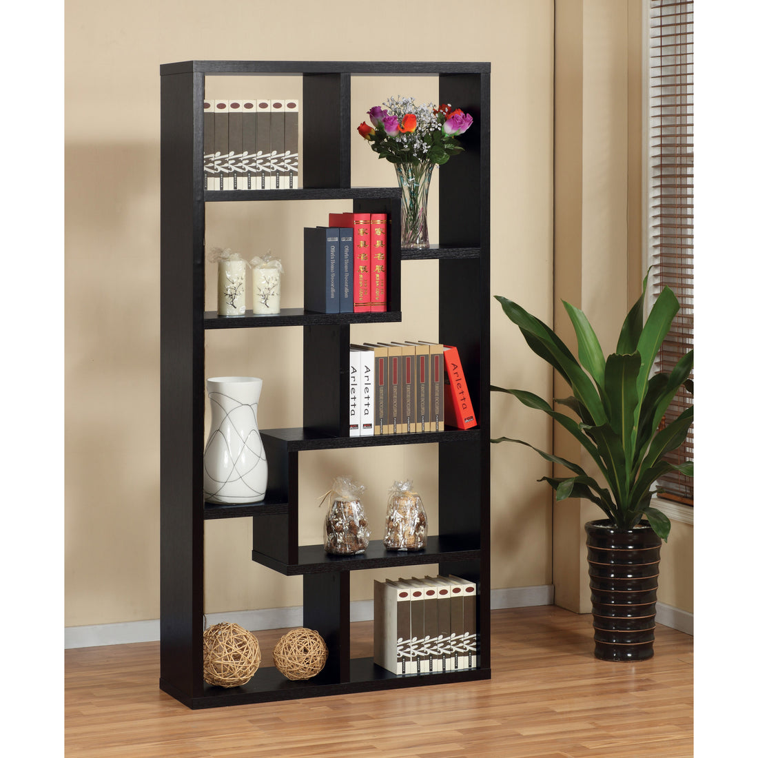 Open Back Display Cabinet, Bookcase Stand With 8