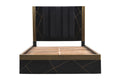 Allure Modern Style 4Pc Queen Bedroom Set Made With Mango Wood And Finished With Brass Metal Box Spring Not Required Queen Black Wood 4 Piece Set Bedroom Bed Included,Dresser Included,Mirror Included,Nightstand Included Contemporary,Modern Solid Wood Mdf