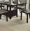 Dining Room 1pc Table w Shelve Storage Base Faux brown-espresso-dining