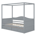 Twin Size Canopy Day Bed With 2 Drawers, Gray Gray Solid Wood Mdf