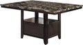 Dining Room 1pc Table w Shelve Storage Base Faux brown-espresso-dining